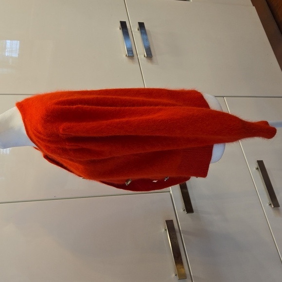 Vintage 1980s Angora Balloon Sleeves Red Cardigan Womens Size Medium - Picture 4 of 7